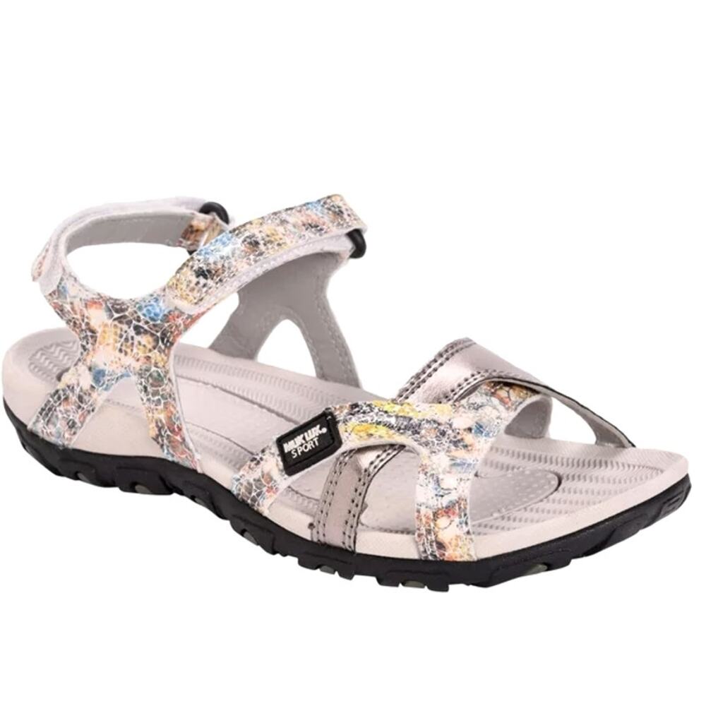 Muk Luks Ophelia Sport Sandal Women's 7 Pewter Snake Print NWT
